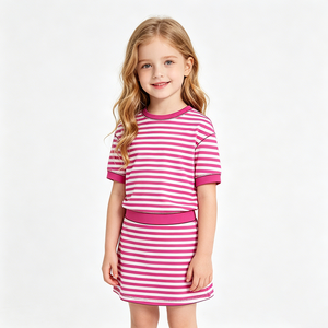 Conjuntos de Ropa de Yoga para Niñas con Rayas, Estilo Boutique, Conjuntos de Falda-Pantalón de Verano, Venta al por Mayor, Ropa Deportiva de Tenis para Niños, Nueva Moda, Ropa de Fábrica - Product Image 3