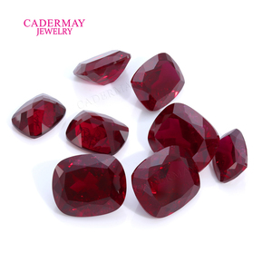Cadermay, 11 formas, rubí <span class=keywords><strong>rojo</strong></span> <span class=keywords><strong>oscuro</strong></span> cultivado en laboratorio, piedras preciosas de rubí sintéticas sueltas con grietas e inclusiones para la fabricación de joyas - Product Image 3