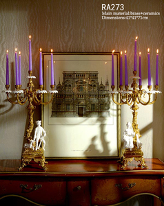 Chandelier en cuivre pur de style européen Evelyn, directement de l'usine, ornement en <span class=keywords><strong>porcelaine</strong></span> bleue et blanche, chandelier classique en cuivre - Product Image 2