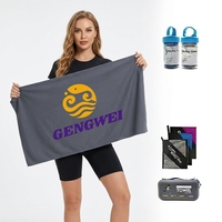 Serviette de sport personnalisée avec logo, séchage rapide, en microfibre suédée, avec pochette en filet