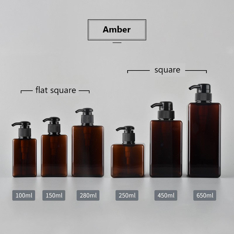 amber bottle + black pump