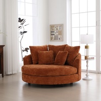 Modernes Einsitziges Chenille-Relaxsofa mit Gepolstertem Stoffbezug in Runder Form für Wohnzimmer und Schlafzimmer