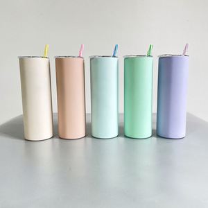 Custom LogoBulk 20Oz Matte Straight Tumbler With Colorful Straws for Sublimation Heat Transfering and Screen Printing - Product Image 1