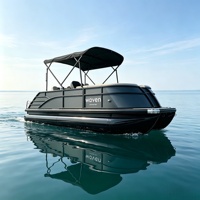 Bateau ponton sportif pour 8 à 10 personnes, moteur à essence en option et moteur électrique écologique, barbecue intégré, évier et toilettes compactes