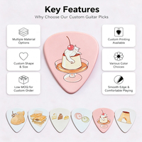 Plectres de guitare imprimés, acceptant les designs personnalisés en couleur, idéaux pour les programmes de cadeaux promotionnels pour la vente de matériel musical