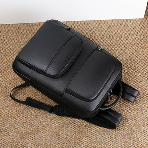 Men's Genuine Leather <b>Backpack</b> 16-Inch <b>Laptop</b> Business Travel Bag Solid Color Trendy Design - Product Image 4