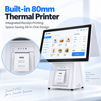 Sistem POS Layar Ganda 15.6 Inci Android 14 RK3576 8GB 64GB dengan Printer Thermal 80mm Terintegrasi untuk Kasir Toko Restoran
