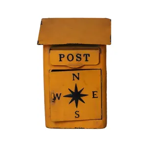 Distressed White Dekorative Indoor Post Courier Metall wand Mailbox mit Deckel