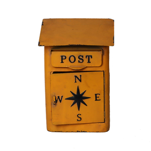 Distressed White Decorative Indoor Post Courier Metal Wall Mailbox with Lid