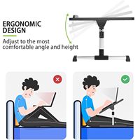 Support d'ordinateur portable multi-angle réglable, table d'étude pliante pour la maison et le lit avec ventilateur