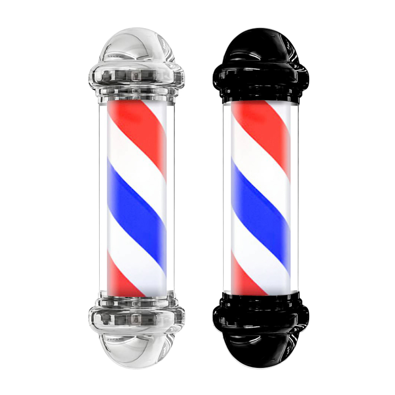 Kustom Berputar Klasik Chrome Disepuh Barber Salon Sign Pole Cahaya dengan Bola Salon Luar Led Lampu Hairdressing Pole