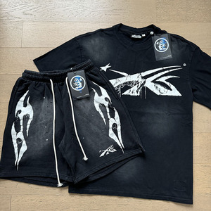 Conjunto de Camisetas de Marca Americana Vintage con Estampado de Estrella Infernal, Ropa Urbana Hip-Hop, Camiseta de Manga Corta Informal de Verano para <span class=keywords><strong>Hombre</strong></span> - Product Image 2