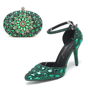 Jia donna tacco alto diamante festa di nozze principessa scarpe da donna perla sposa damigella d'onore con borsa abbinata - Product Image 3