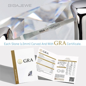 GIGAJEWE Bague de fiançailles en moissanite 0.3ct taille ronde blanche D couleur fantaisie en argent 925 avec plaqué or blanc 18 carats - Product Image 5