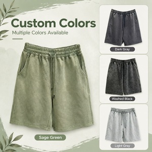 Pantalones Cortos <span class=keywords><strong>de</strong></span> Algodón Lavado para Hombre con Logotipo Personalizado OEM, Lavado Ácido Vintage, Múltiples Colores, Fabricante Profesional, Servicio Personalizado - Product Image 3