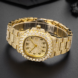 Nouvelle Arrivée Montre de Luxe Carrée Bling Hip Hop Or Sertie de Diamants Quartz Homme Montre-Bracelet Diamantée pour Homme - Product Image 4