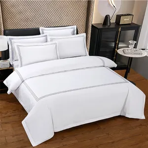 Designs Hotel Bedding Sets Duvet Cover Sets Luxury Customized 3 Lines Embroidered for Hotel and Home Cotton Plain 80 100% Cotton