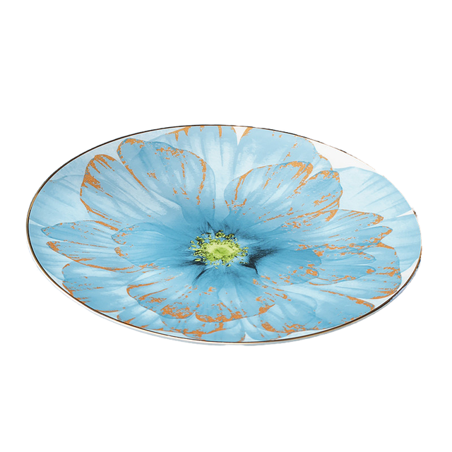 Wholesale Luxury Decoration Dinnerware Plate Blue Floral Pattern Large Ceramic Charger Plates