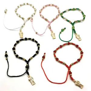 Preghiera colorata placcata in oro religiosi i braccialetti del padre perline regolabili lega doppio nodo a vite appesi bracciali St. Jude