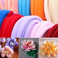 En gros, tiges de chenille en velours épais et colorées, faites à la main, 10 mm, pour bouquets de fleurs, en vrac