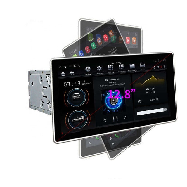 12.8 Inch PX6 Android 9.0 Universal Car DVD Player 100 Degree Rotate IPS Vertical Screen Tesle Android Multimedia 4+32 GB