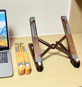 Support pour <span class=keywords><strong>tablette</strong></span> portable pliable et portable, étagère en bois massif pour dissipateur thermique surélevé - Product Image 2