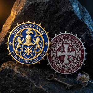 Moneta Commemorativa in Lega di Zinco con Rilievo 3D Medievale, Bordo a Spur, Incisione Personalizzata, Moneta d'Onore, Prodotta da Produttore Professionale - Product Image 1
