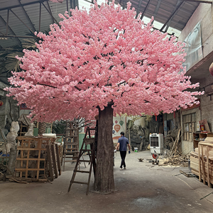 Bianco fiore artificiale albero curvo albero di legno finto ciliegio albero per ristorante Hotel decorazione casa fiore albero finto - Product Image 5