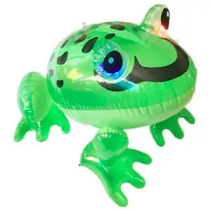 Toptan sıcak satış şişme hayvan oyuncak sıkı kurbağa Led ışık yanıp sönen büyük Pvc şişme kurbağa oyuncaklar çocuklar için