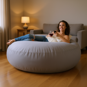 Db Jaxx Cocoon <b>Bean</b> <b>Bag</b> Chair 6 Ft Platinum Microsuede Foam Fill Comfortable Living Room Sofa One <b>Seat</b> - Product Image 2