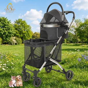 Poussette pliable de luxe <span class=keywords><strong>pour</strong></span> animaux de compagnie EUR PET <span class=keywords><strong>pour</strong></span> chats et chiens, cadre en aluminium à 4 roues, tissu Oxford, grande capacité, utilisation intérieure/extérieure - Product Image 2
