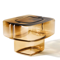 Table d'appoint carrée en verre soufflé 20'' L520*W520*H390mm 520mm 52cm Jaune Ambre Verre Clair Table Basse Mobilier de Loisirs