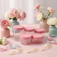 Bocaux cosmétiques cylindriques en plastique givré de luxe avec logo personnalisé, 150 ml, 200 ml, 250 ml, vides, avec couvercles roses à vis, pour lotions de soin de la peau et soins des yeux