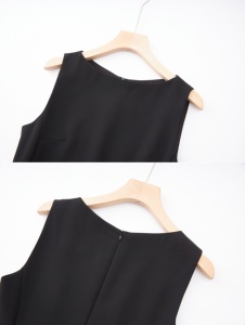 Novità 2025: Abito Formale <span class=keywords><strong>da</strong></span> Donna Senza Maniche con Collo Tondo, Tessuto Strutturato Semplice, Aderente, Lunghezza Midi per Ufficio e Lavoro - Product Image 4