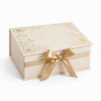 Boîte cadeau magnétique personnalisée de luxe avec impression florale en feuille d'or, boîte en papier rigide pour mariage et emballage cadeau