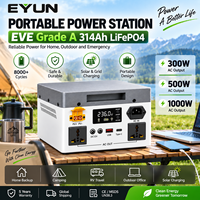 Nouvelle station d'alimentation portable EYUN de qualité supérieure avec batterie LiFePO4 314Ah, sortie AC 300W/500W/1000W, charge solaire connectée au réseau