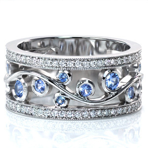 Anello Cocktail F382 in Moissanite, Argento 925, Taglio Brillante Rotondo, Montatura a Pavé, Design a Pianta, per Fidanzamento Femminile - Product Image 5