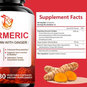 Cápsulas de Cúrcuma de Marca Privada OEM para la Salud de las Articulaciones y Bienestar General, Cápsulas de Suplemento Herbal con Extracto de Curcumina - Product Image 3