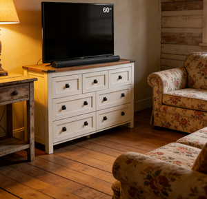 Massivholz Farmhaus-Aufbewahrungsschrank Vintage-Kommode mit 7 Schubladen Antik-Look für Wohnzimmer Balkon Eingangsbereich - Product Image 3