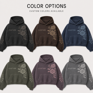 เสื้อฮู้ด OEM ลายดอกไม้สำหรับผู้ชาย เสื้อฮู้ดแบบเรียบ ปรับแต่งได้ตามต้องการ คุณภาพสูง แฟชั่นล้ำสมัย - Product Image 2