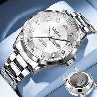 Montre à quartz en acier inoxydable tendance pour homme, 20 mm, fond creux, cadran lumineux, 42 mm, étanche 30 m, calendrier