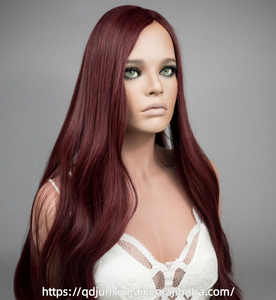 Topper de <span class=keywords><strong>cheveux</strong></span> naturels avec dentelle HD invisible, effet cuir chevelu naturel, raie au milieu, résistant à la chaleur, rouge bordeaux, pour femme, usage quotidien et soirées - Product Image 1