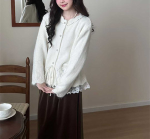 เสื้อโค้ทไหมพรมลูกไม้แขนยาวคอปกทรงสวยสง่าสำหรับสุภาพสตรีคอลเลคชั่นใหม่รับฤดูใบไม้ผลิ - Product Image 5