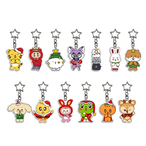 Spot Christmas Five-Pointed Star Plastic UV Printed Cartoon Image Key Chain Schoolbag Pendant Gift Souvenir - Product Image 2