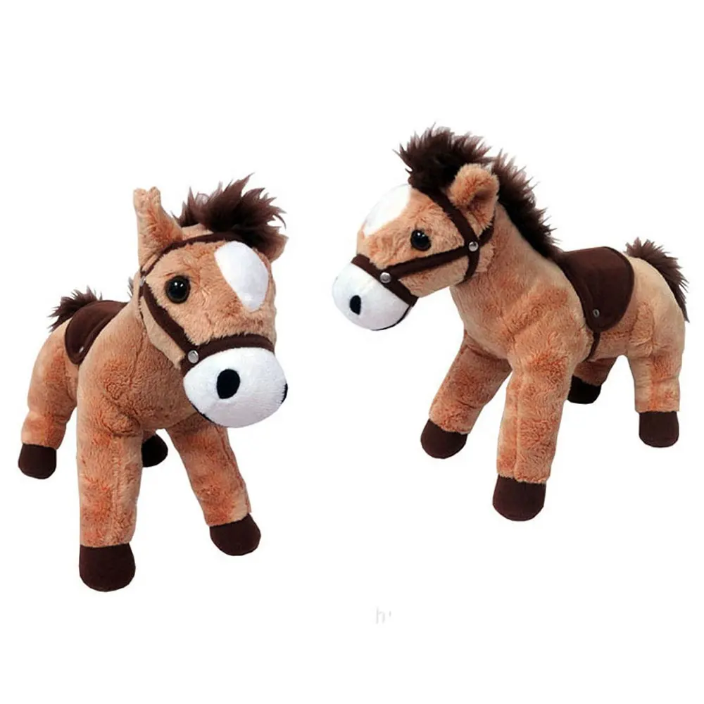 Caballo de peluche con Bandana para niños, caballo de peluche suave marrón