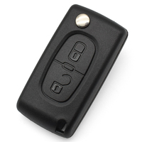 Carcasa de Llave Plegable de 2 Botones para Coche, Cubierta de Llave HU83 CE0523 (sin Soporte para Batería) con Anillo Metálico