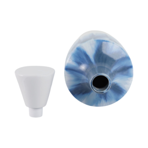 Vaso Decorativo Moderno in Ceramica Bicolore Blu e Bianco con Coperchio per Soggiorno, Camera da Letto e Esposizione su Tavolo - Product Image 6