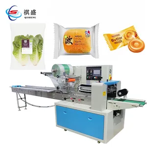 Semi Automatic Horizontal Cake Bakery Flow Packing Machine Speed Bread Roll Vegetable Candy Pillow Wrap Packaging Machine