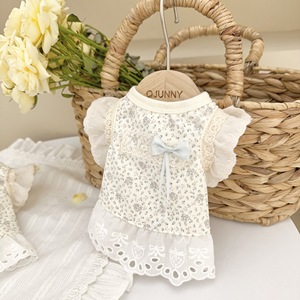 Vêtements pour chats et chiens Hi Kitty Puff, bleu floral, respirants et mignons, vêtements pour petits chiens Teddy et Bichon Frise - Product Image 1