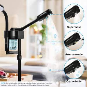 Vaporizzatore Viso Professionale a Vapore Caldo 2 in 1 Nero con Lampada di Ingrandimento 5X e Ozono per Pulizia Profonda Cura del Viso per Salone e Spa - Product Image 3